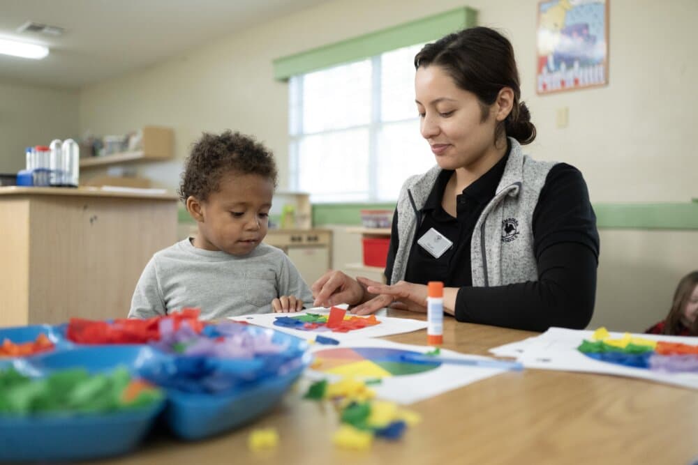 preschooler doing arts & crafts