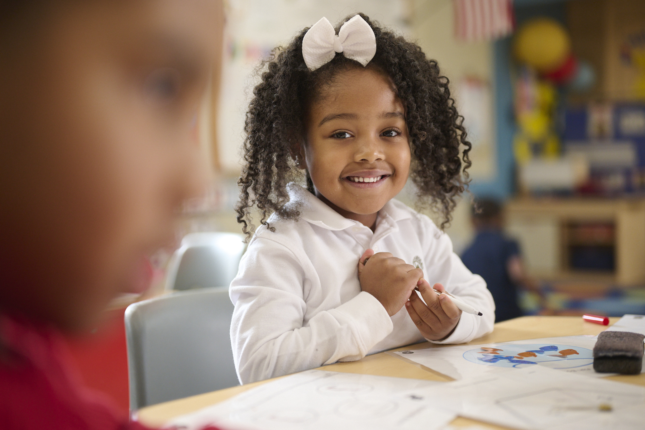 kindergarten child smiling