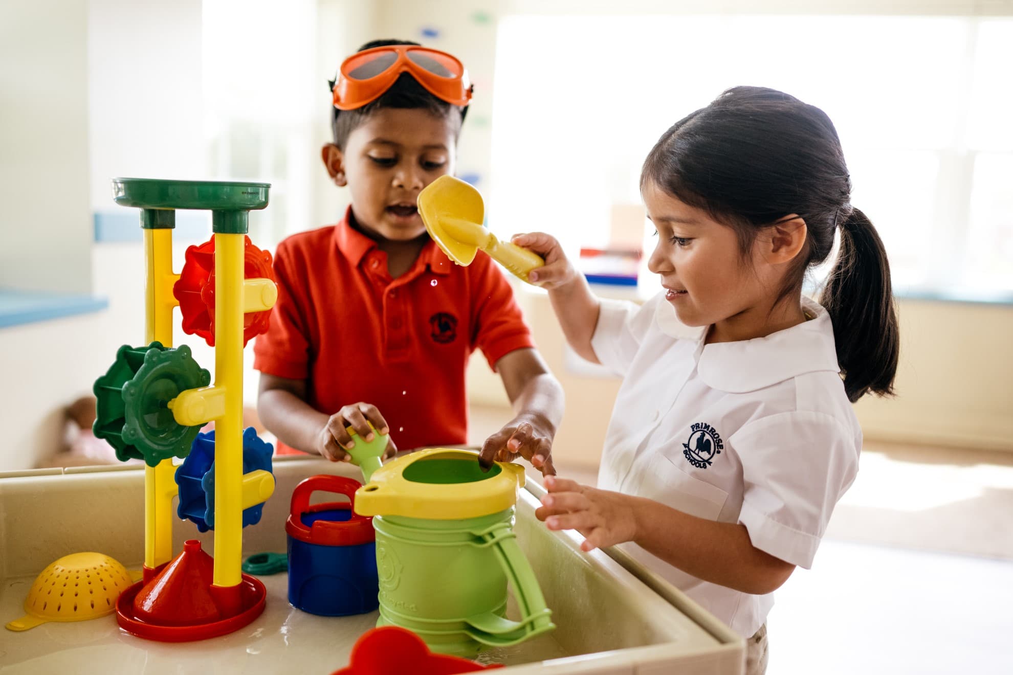 Preschoolers at Primrose water play