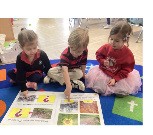 Preschool 1 Small Group math  What season is your favorite? Today we discussed the pattern of the seasons, and which one is our favorite.