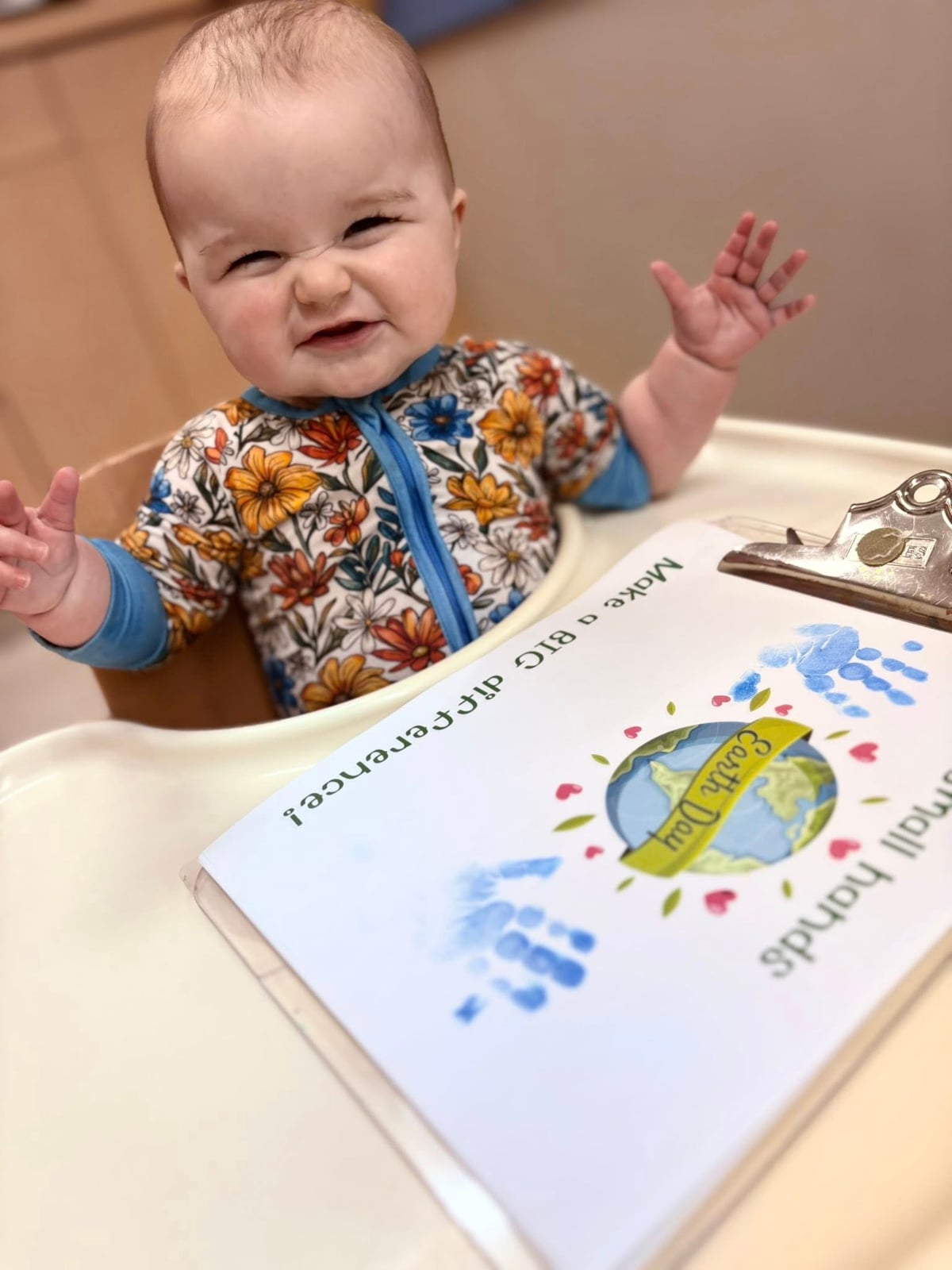 infant baby painting and doing an earth day project at the best private school preschool daycare near me in fort worth, saginaw, eagle ranch, texas