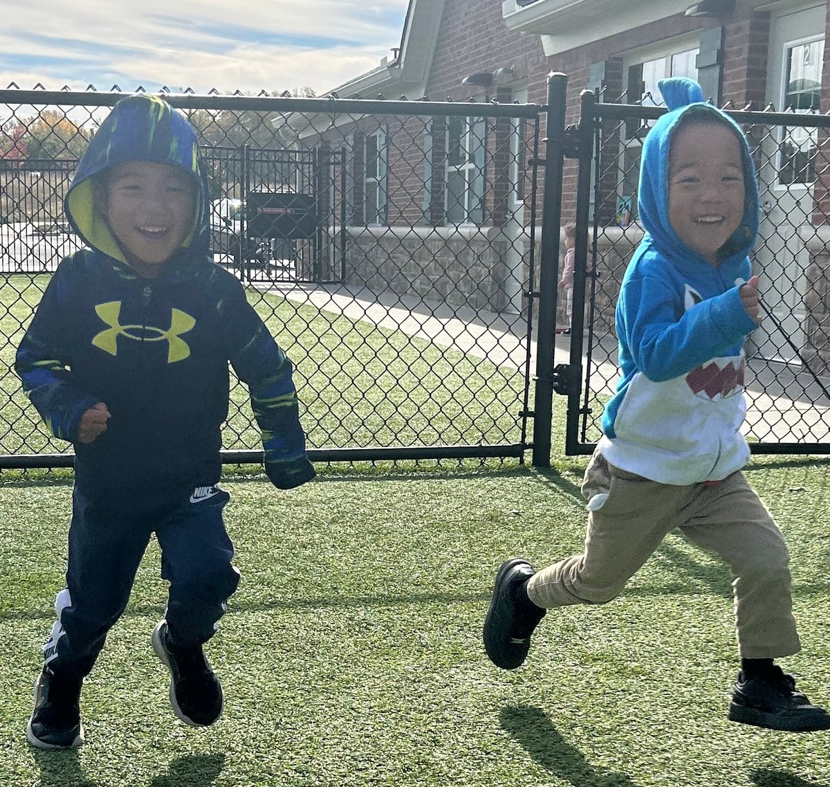 Children running outside