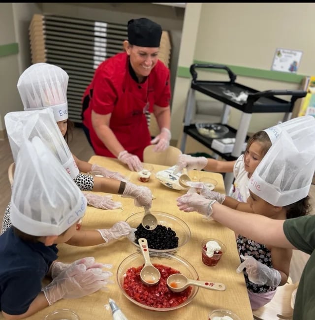 chef cooking with children 