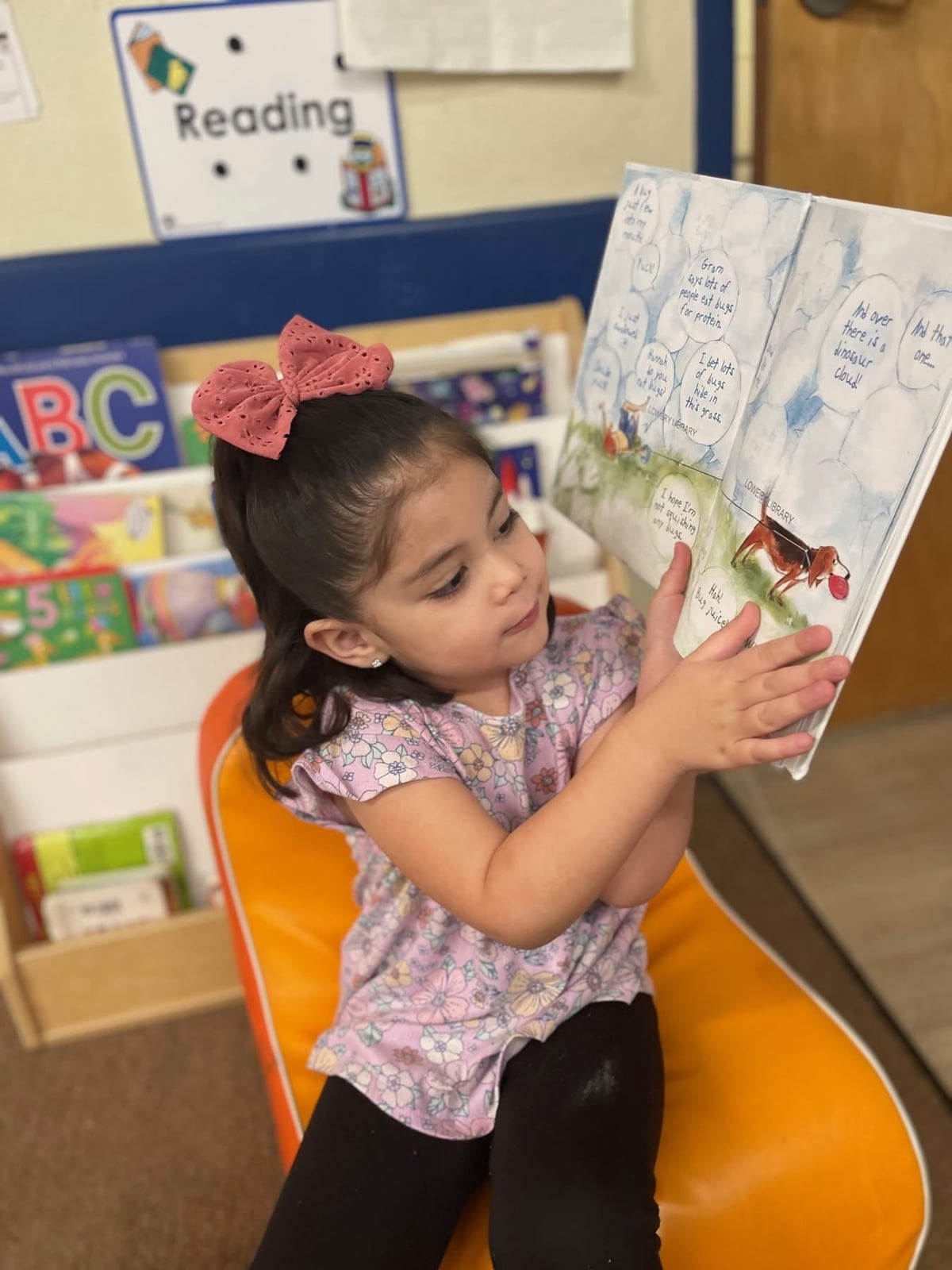 child reading book, learning, literacy