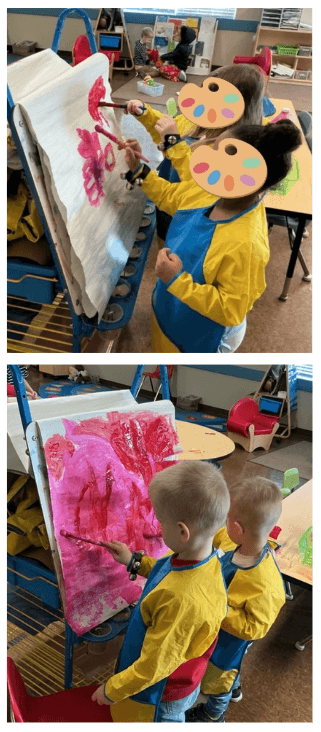 Pre-K students painting and making music