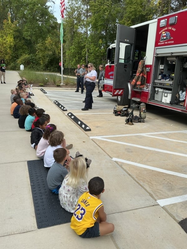 Town of Fuquay-Varina Fire Department teaching children fire safety at Primrose School of Fuquay-Varina