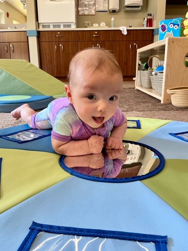 Peek-a-boo with a reflection! At Primrose, we celebrate every milestone and every discovery.