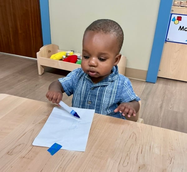 Tiny artists at work! Every crayon stroke is a step in learning and discovery at Primrose.