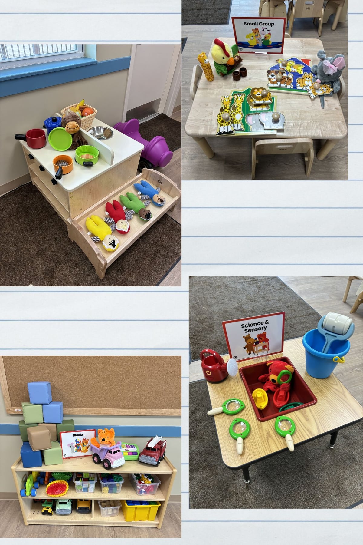 Image shows different centers in the classroom