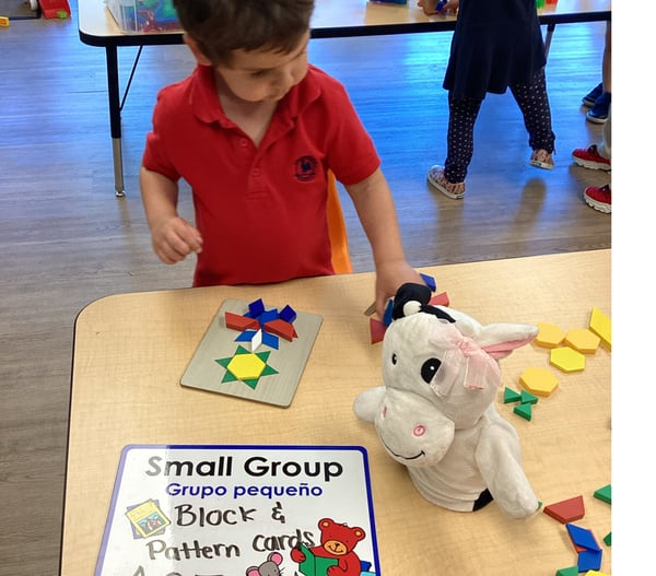 child using blocks