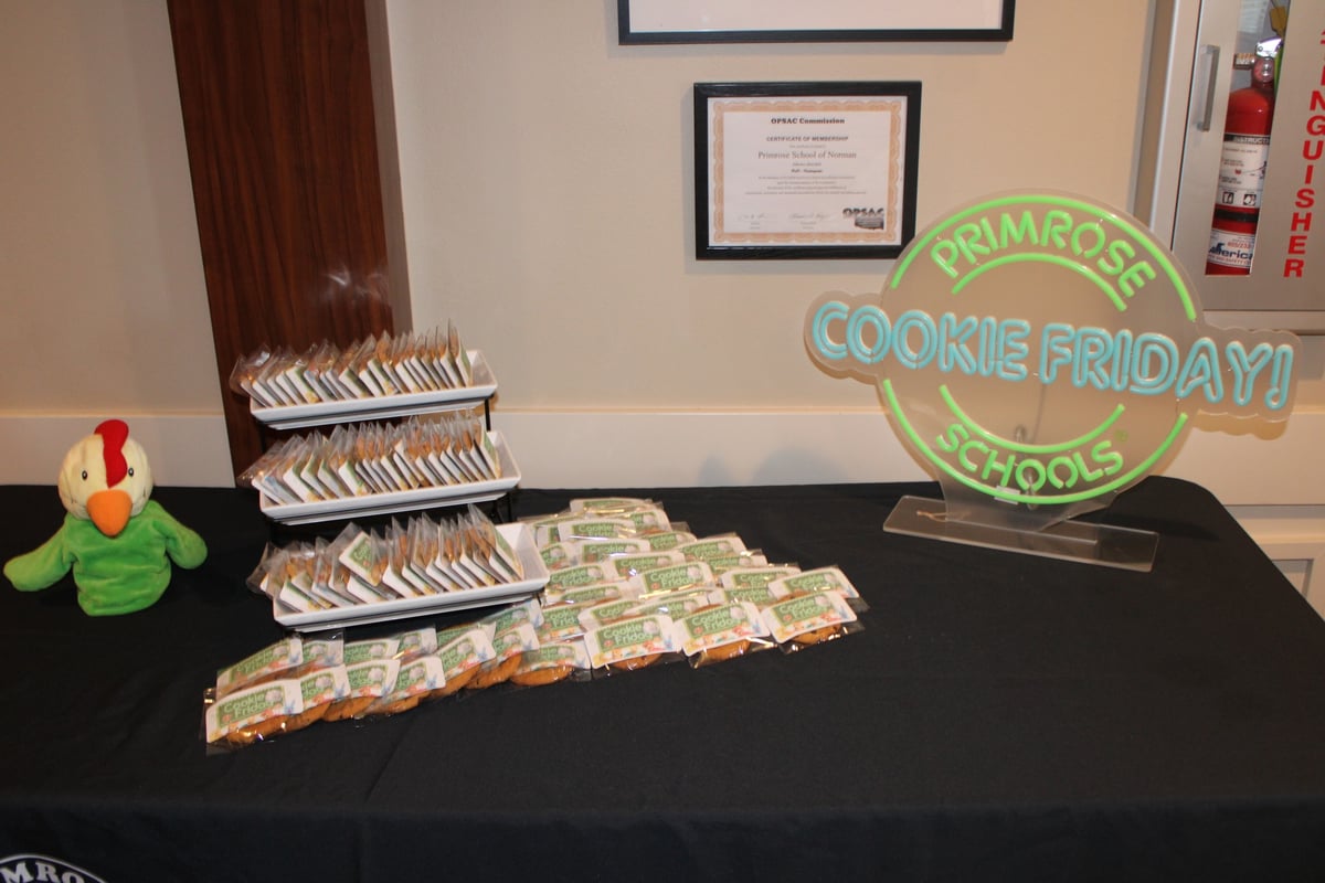 Percy sitting with delicious cookies