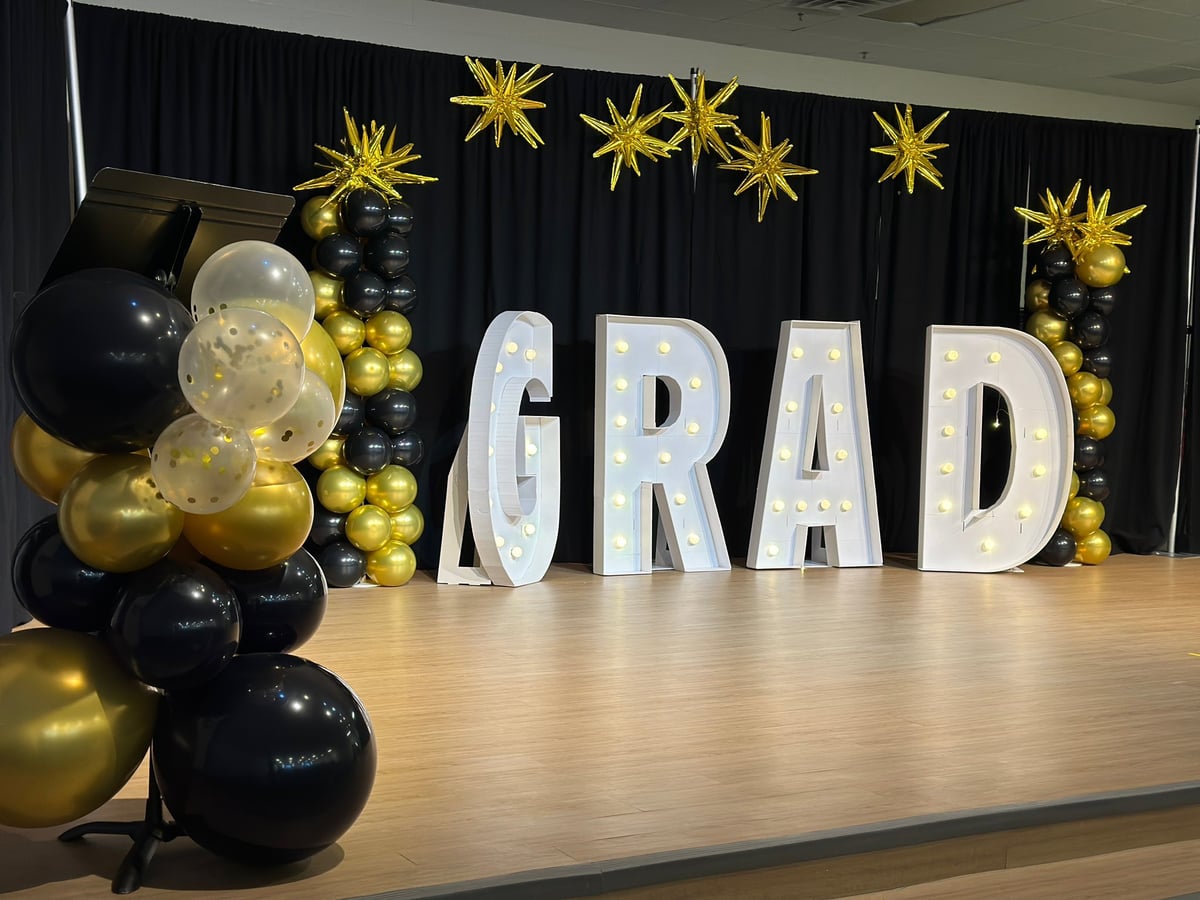 Stage set up for graduation ceremony