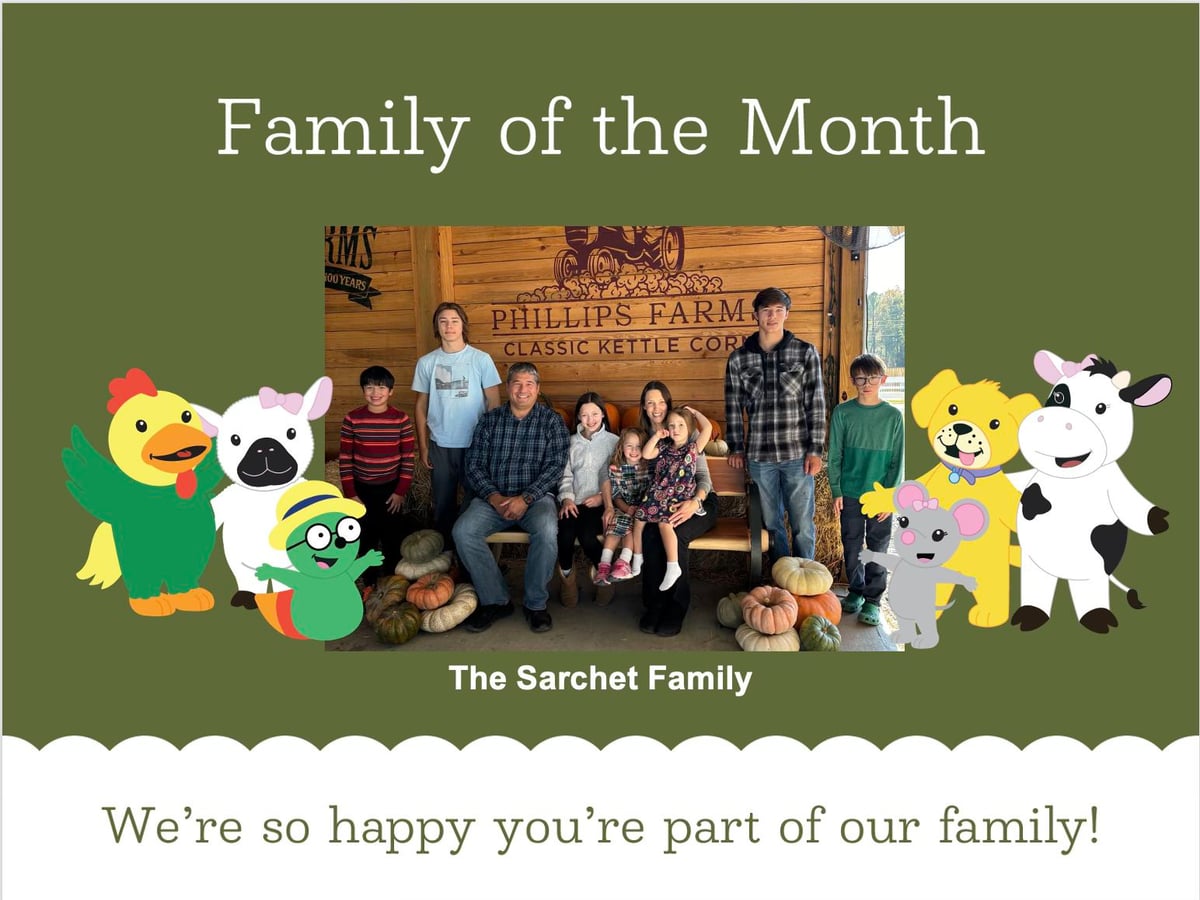 January Family of the Month at Primrose School featuring the Sarchet Family
