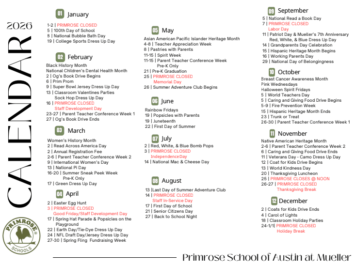 2026 School Calendar