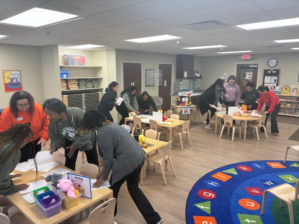 staff playing a training game