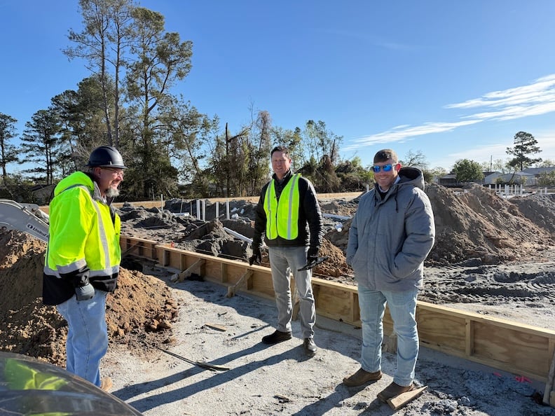 Exterior view of the new Primrose School of Augusta construction site featuring the building’s foundation and initial site grading.